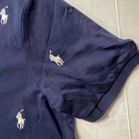 Polo Ralph Lauren All Over Pony Collared Shirt Mens Small Navy - Picture 4 of 10